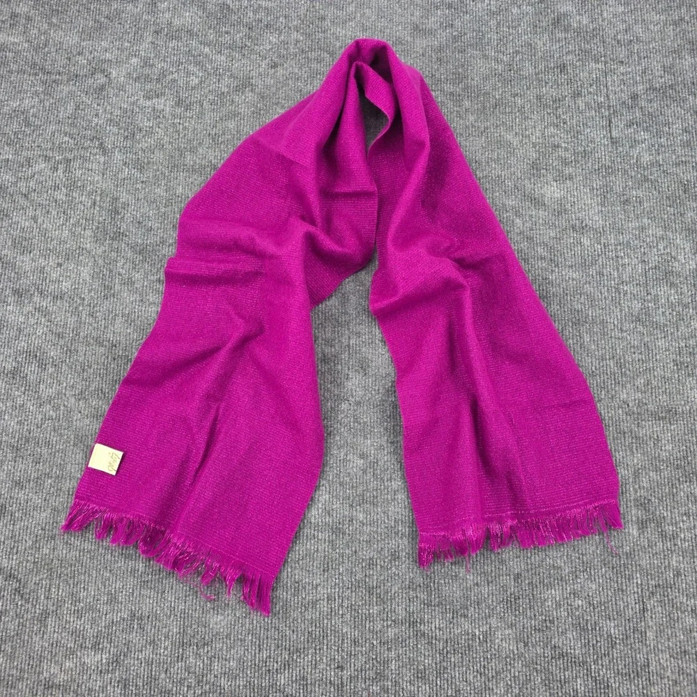Glentex Vintage Magenta Pink Metallic Shimmer Fringed Scarf Rectangular Wrap